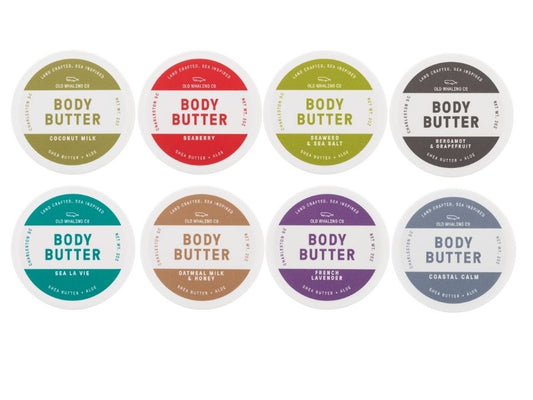 Travel Size Body Butter Bundle Old Whaling Company Coconut Milk Seaberry Seaweed & Sea Salt Bergamot & Grapefruit Sea La Vie Oatmeal Milk & Honey French Lavender Coastal Calm