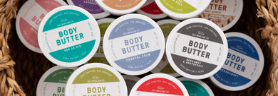 Basket of travel size body butters in basket