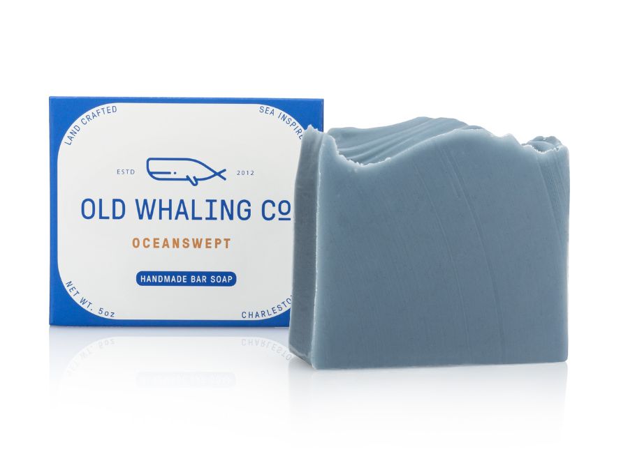 Old Whaling Co Oceanswept Bar Soap, soap for men, handmade in Charleston, South Carolina. Made with blue Indigo Powder.