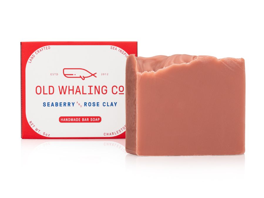Seaberry & Rose Clay Bar Soap Handcrafted in Charleston, SC by Old Whaling Company, red packaging
