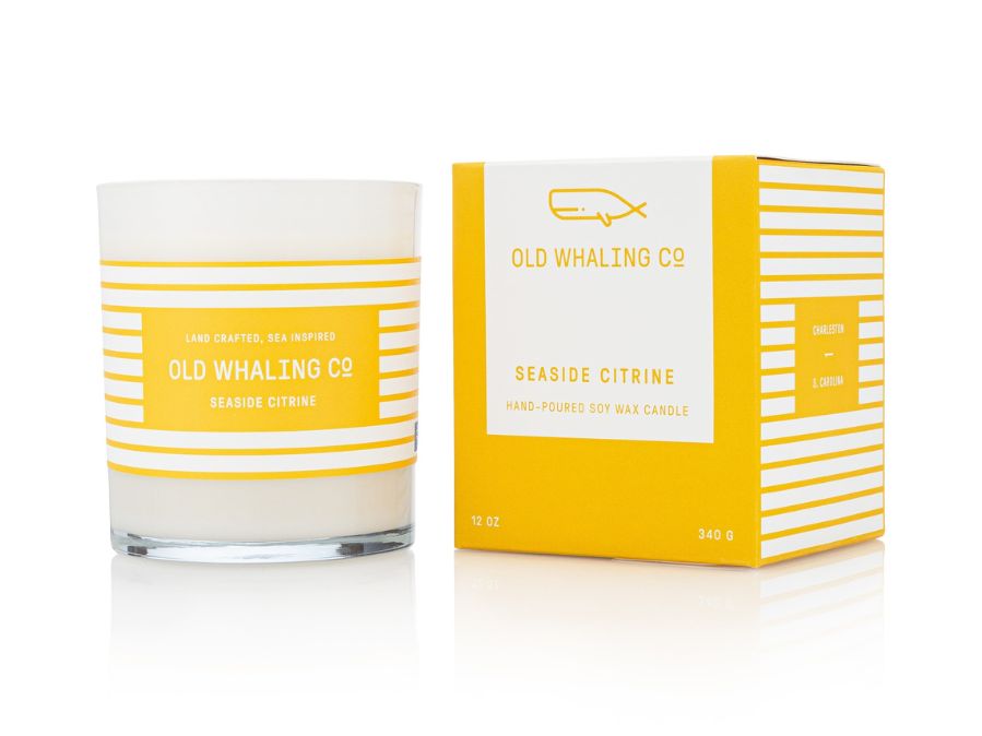 Old Whaling Co Seaside Citrine Citrus Lemon Scented Soy Wax Candle handmade in Charleston, South Carolina