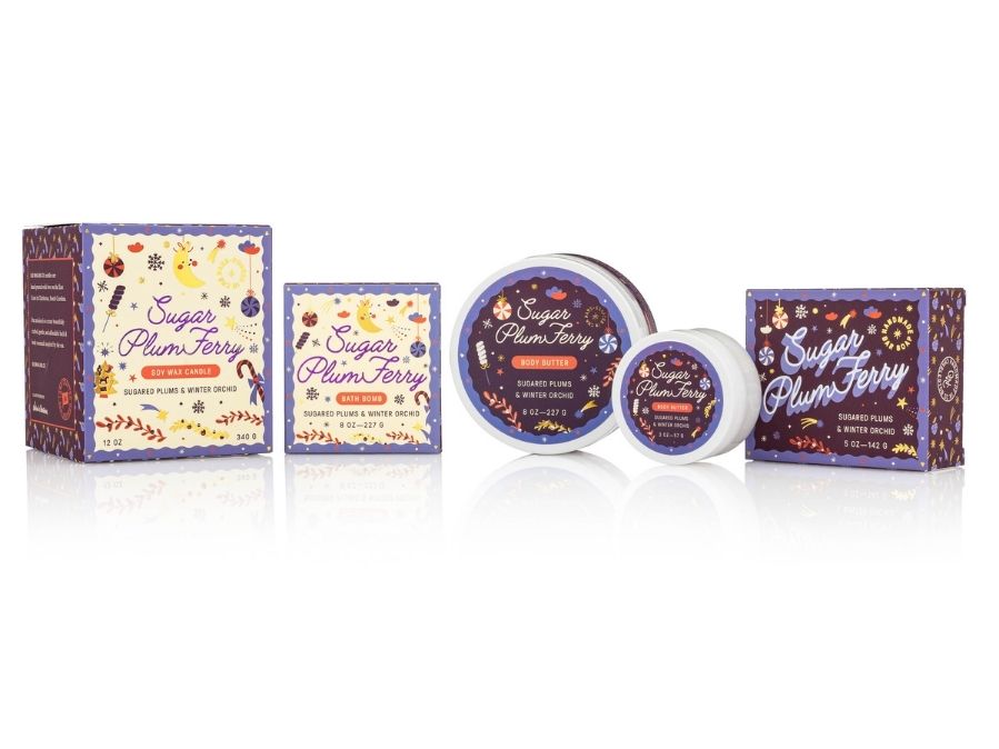 Sugar Plum Ferry product packaging on a white background