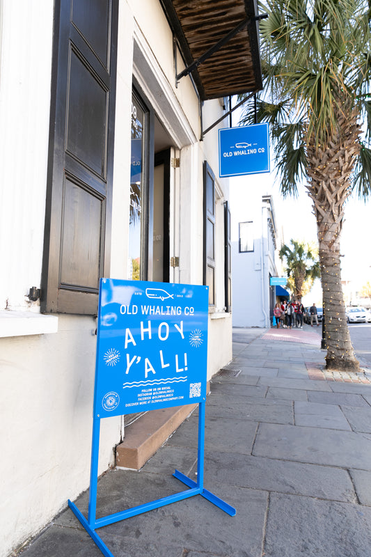 Old Whaling Company King Street Storefront with Blue Sign