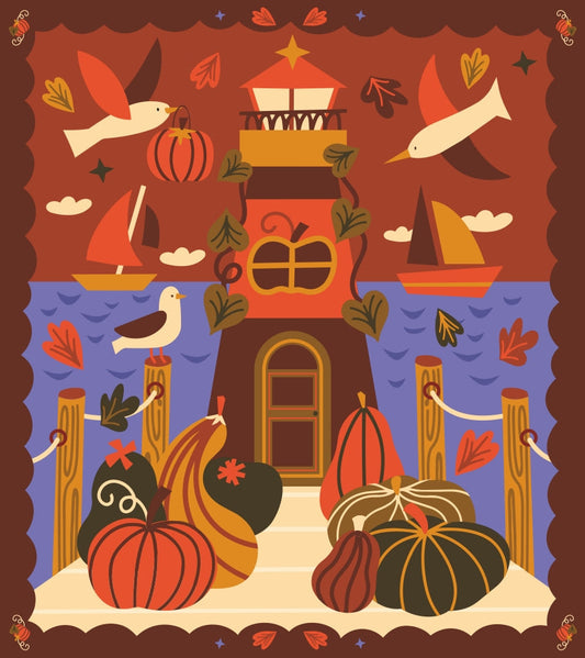 Old Whaling Co. Portside Pumpkin candle illustration by Lulu Dubreuil