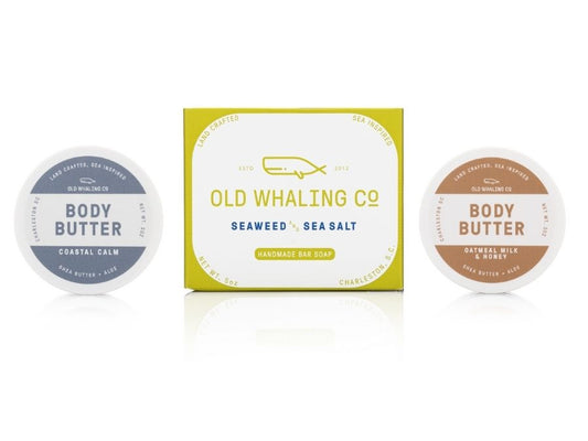 Bestseller Discovery Kit Bundle with Travel Size Coastal Calm Body Butter, Seaweed & Sea Salt Bar Soap, and Travel Size Oatmeal Milk & Honey Body Butter