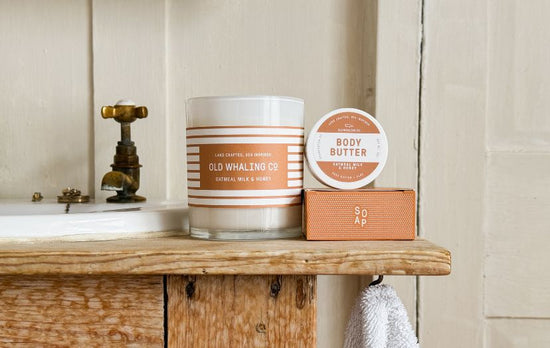 Fathers Day favorites in bath room on wooden vanity