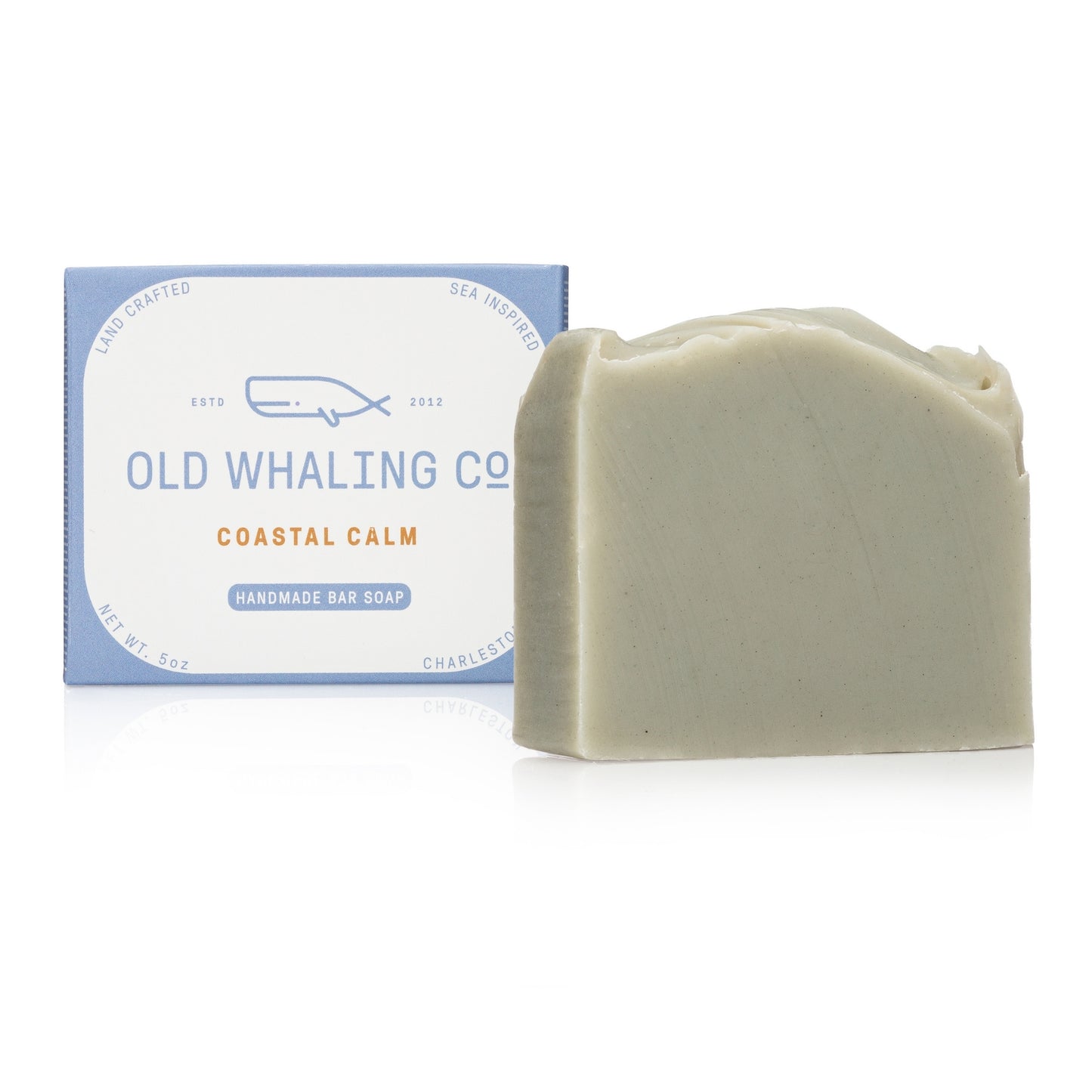 Coastal Calm Bar Soap and packaging on white background
