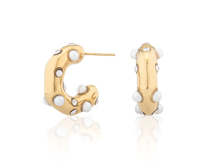 Diamond & Pearl Chunky Hoop Earrings by St. Armand's