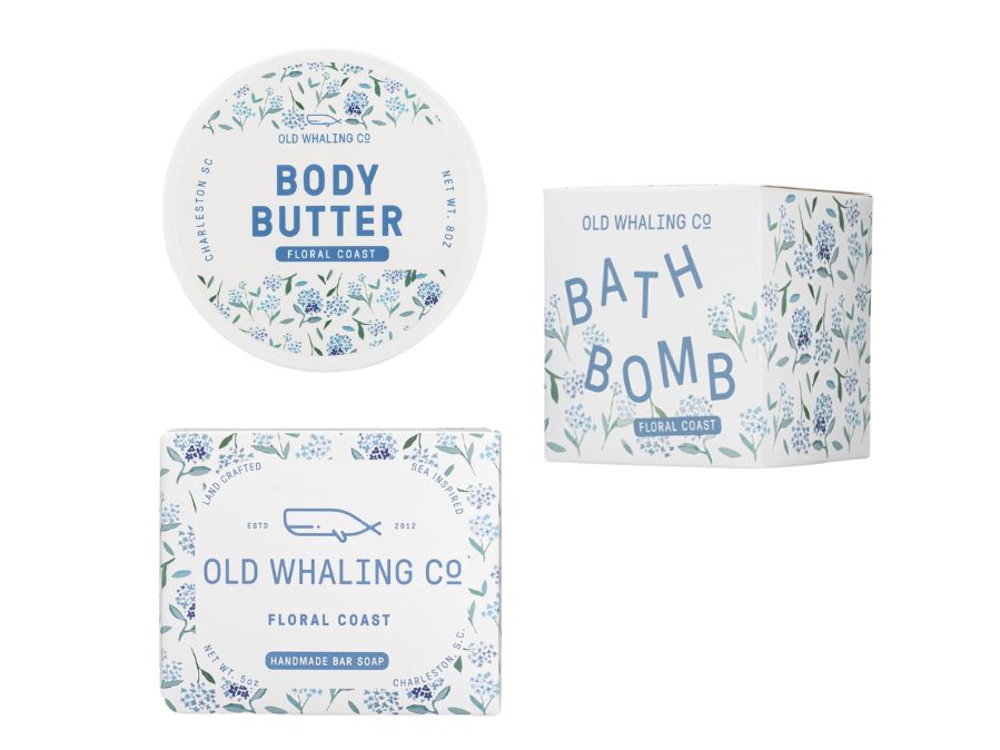 Floral Coast Bath Bundle bath bomb bar soap 8oz body butter by Old Whaling Company