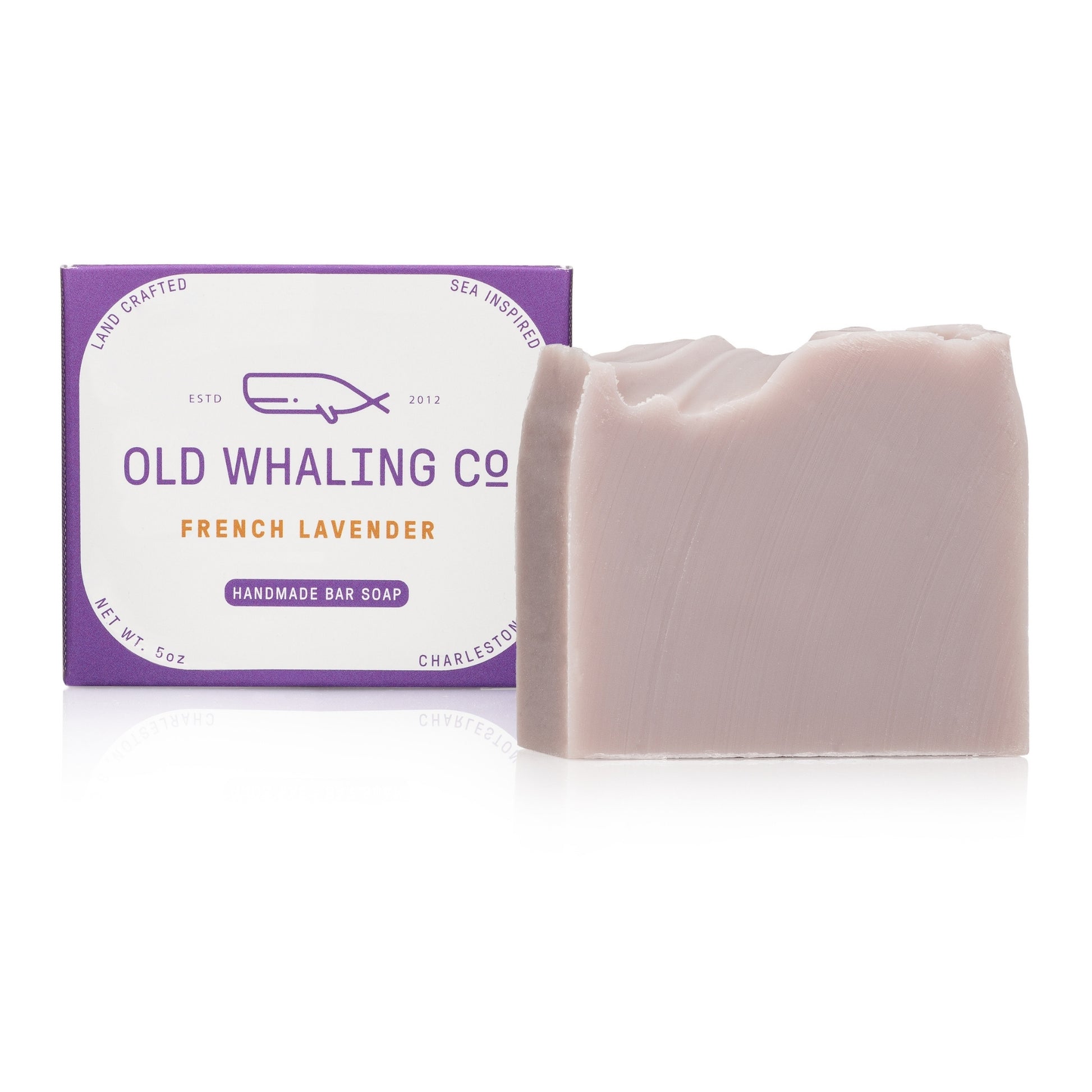 French Lavender Bar Soap and packaging on white background
