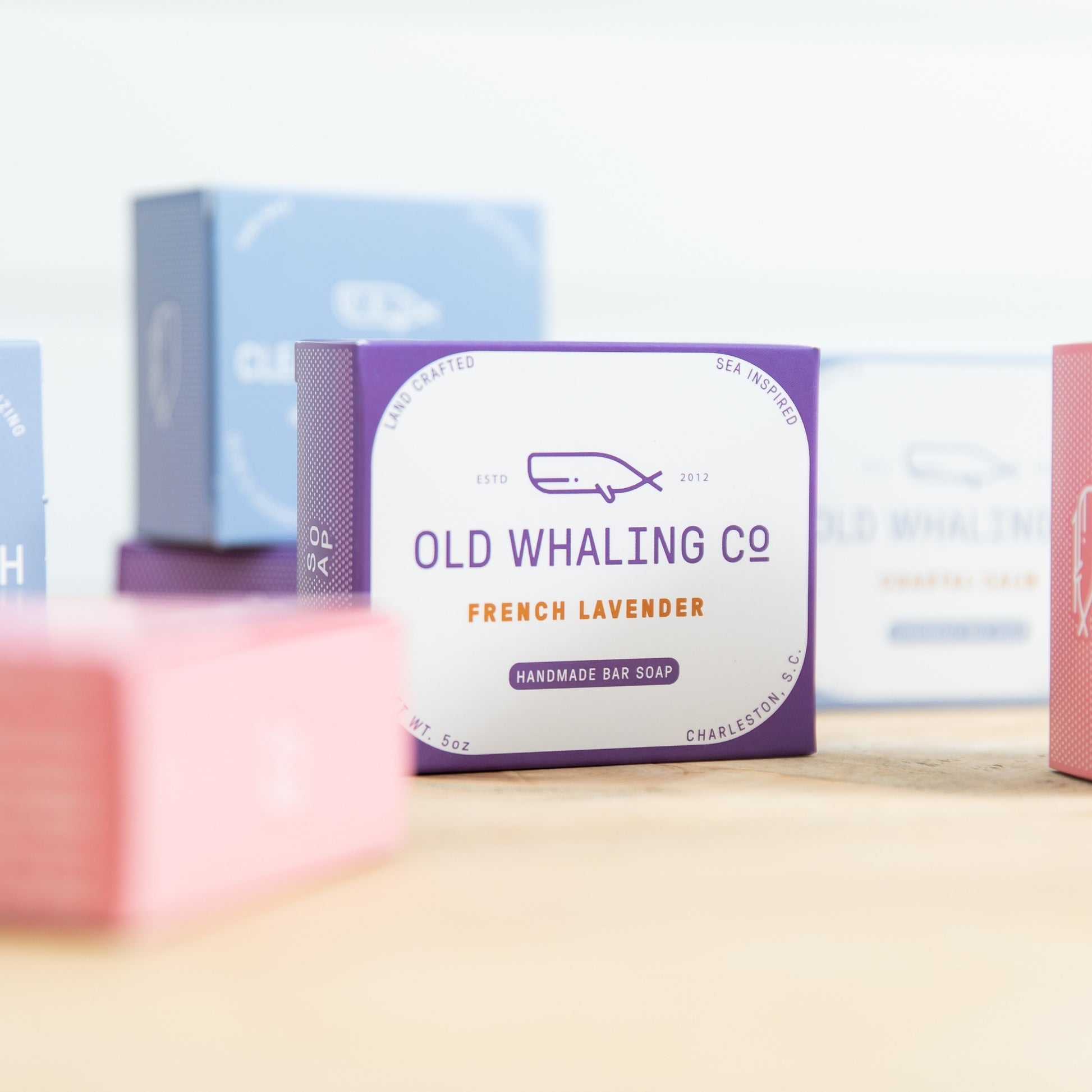French Lavender Bar Soap box sits among other Bar Soap boxes