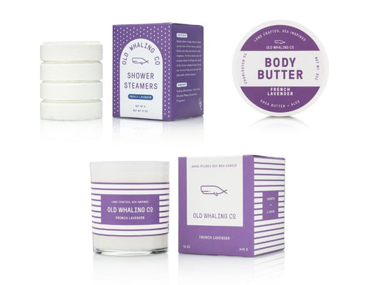 French Lavender Shower Bundle featuring Shower Steamer, 8oz Body Butter, Candle