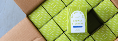 Seaweed & Sea Salt shower steamers in a shipping box