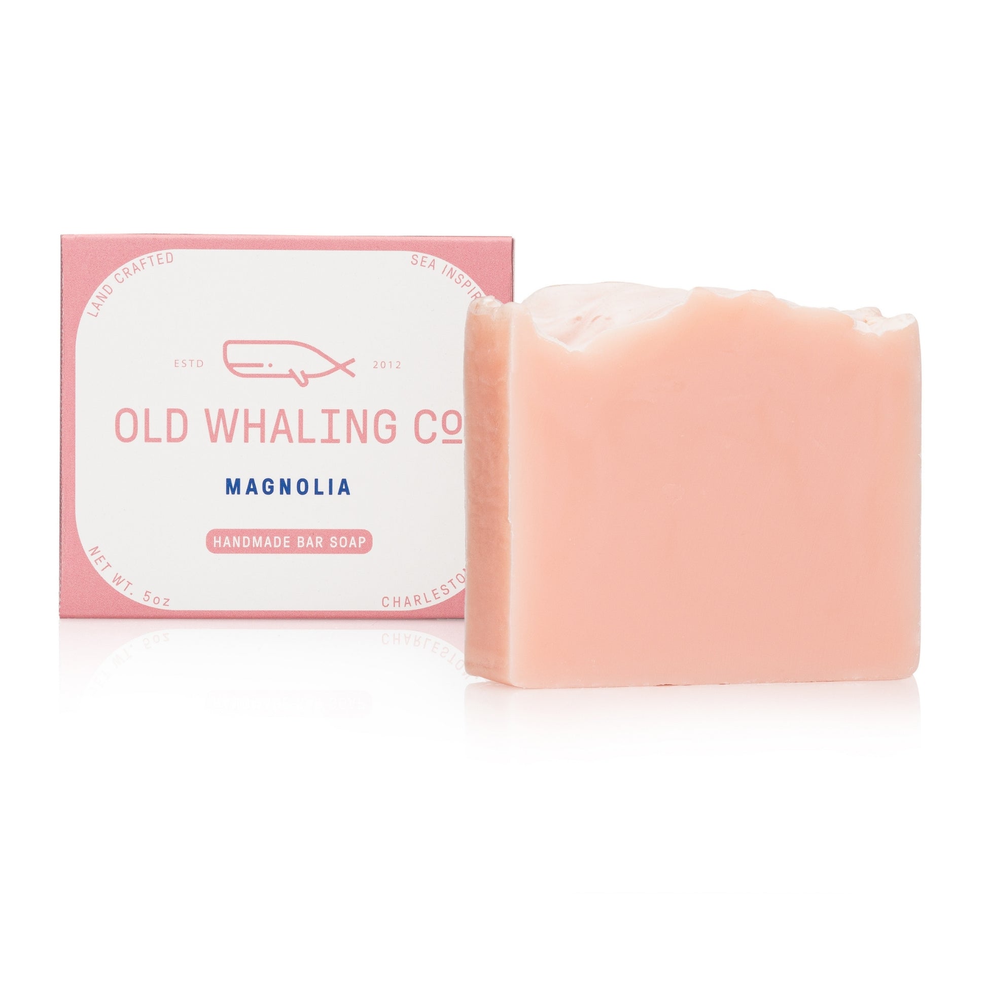 Magnolia Bar Soap and packaging on white background