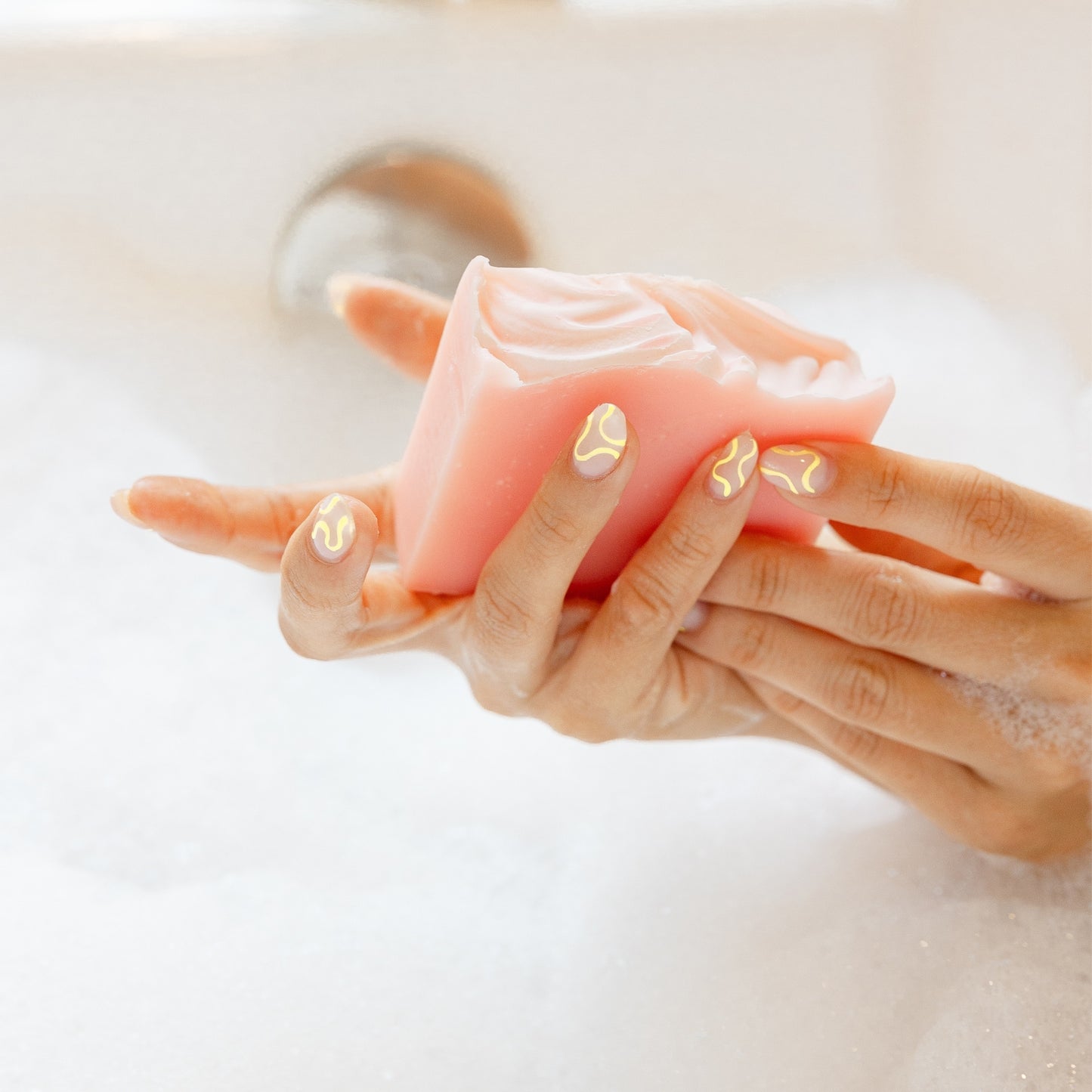 Holding Magnolia Bar Soap 