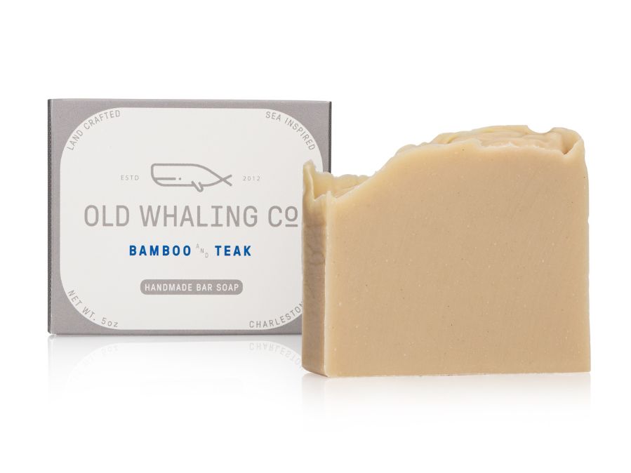 Old Whaling Co Bamboo & Teak Pumice Powder Exfoliating Bar Soap handmade in Charleston, South Carolina