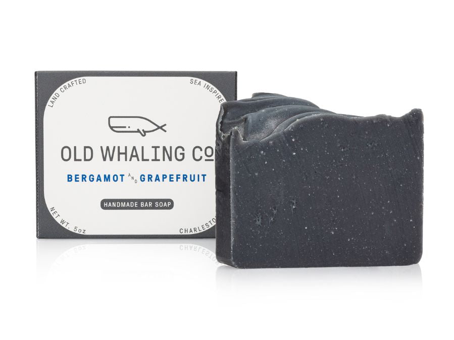 Old Whaling Co Bergamot & Grapefruit Activated Charcoal Bar Soap handmade in Charleston, South Carolina