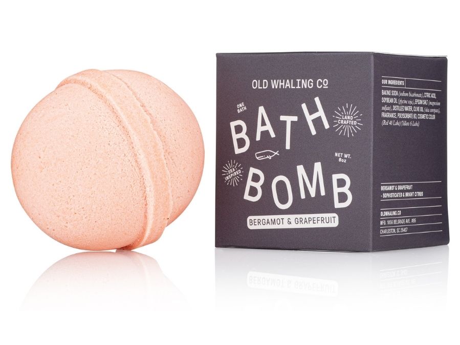 Old Whaling Co Bergamot & Grapefruit Bath Bomb handmade in Charleston, South Carolina