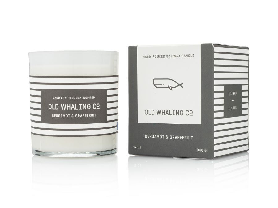 Old Whaling Co Bergamot & Grapefruit Citrus Scented Soy Wax Candle handmade in Charleston, South Carolina