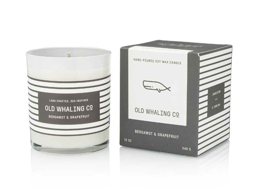 Old Whaling Co Bergamot & Grapefruit Citrus Scented Soy Wax Candle handmade in Charleston, South Carolina