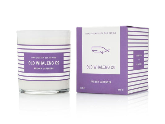 Old Whaling Co French Lavender Scented Purple Soy Wax Candle handmade in Charleston, South Carolina