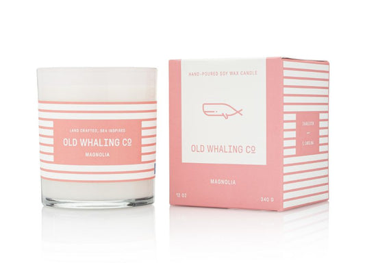 Old Whaling Co Magnolia Floral Scented Pink Soy Wax Candle handmade in Charleston, South Carolina