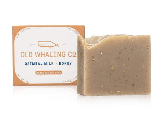 Old Whaling Co Oatmeal Milk & Honey  exfoliating Bar Soap handmade in Charleston, South Carolina, made with local Edisto Gold Honey and oatmeal. 