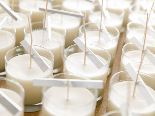 Old Whaling company oops candles close up of tops of candles before wick cutting