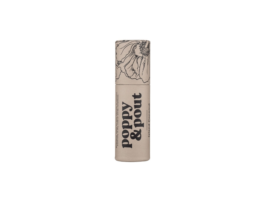 Poppy & Pout Island Coconut lip balm handmade in Idaho Falls, ID