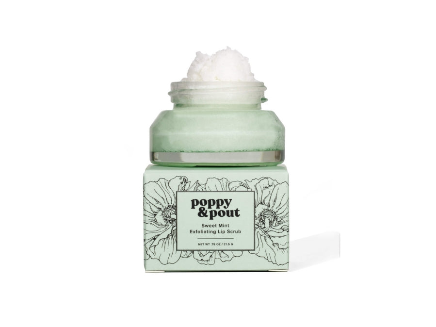 Poppy & Pout Sweet Mint lip scrub handmade in Idaho Falls, ID