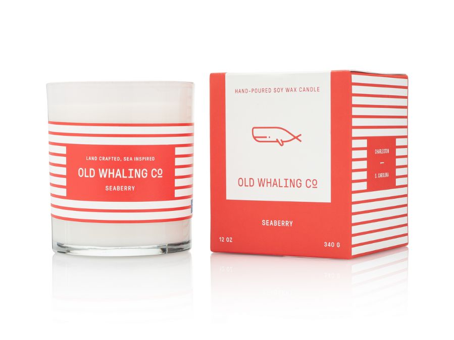 Old Whaling Co Seaberry Berry Scented Red Soy Wax Candle handmade in Charleston, South Carolina