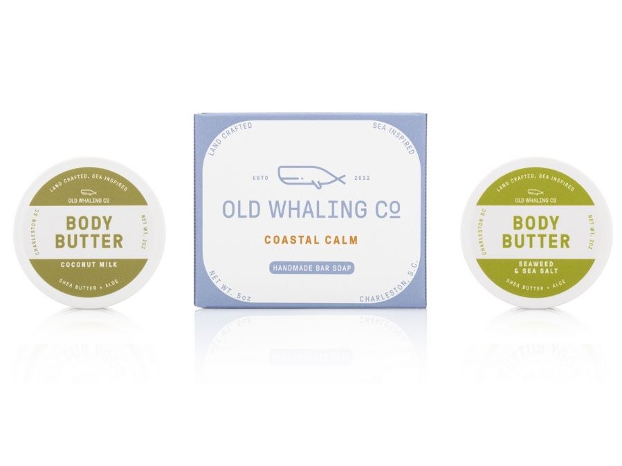 Old Whaling Company Seaside Discovery set travel size body butter and soap handmade in Charleston, SC