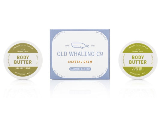 Old Whaling Company Seaside Discovery set travel size body butter and soap handmade in Charleston, SC