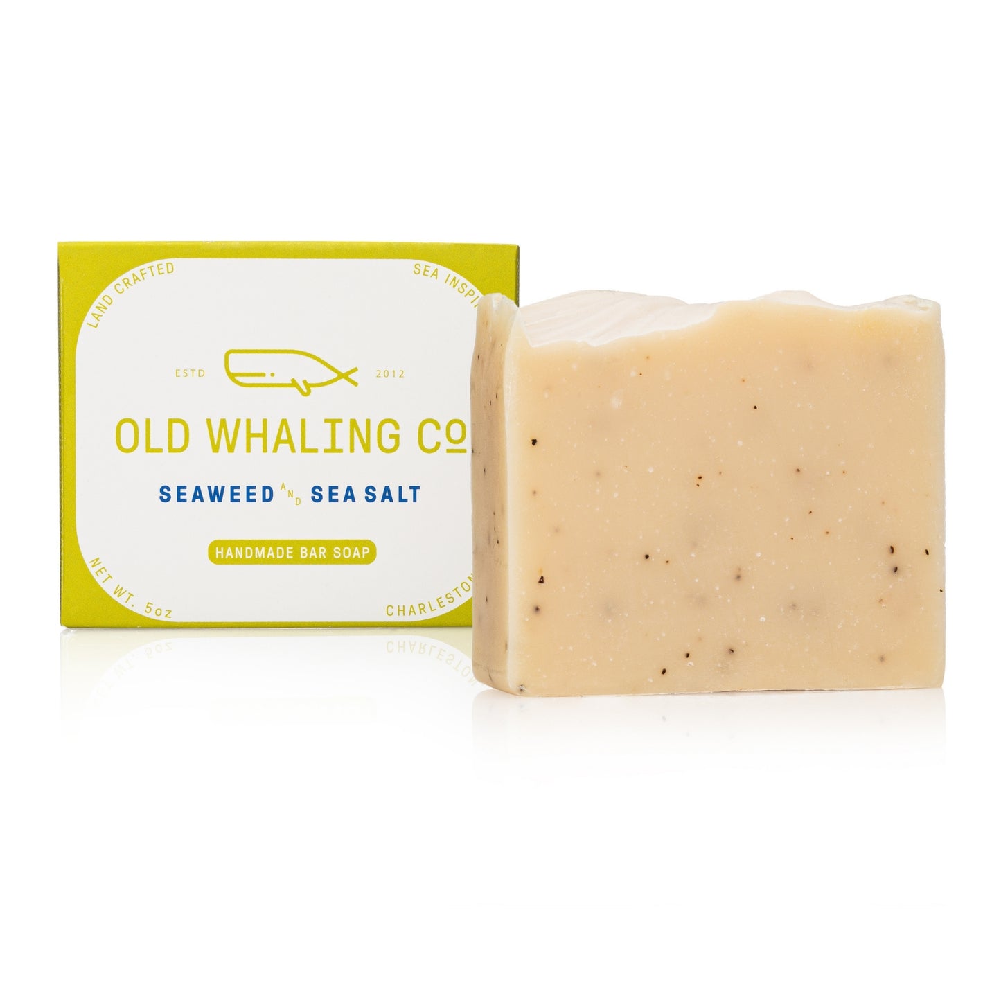 Seaweed & Sea Salt Bar Soap and packaging on white background