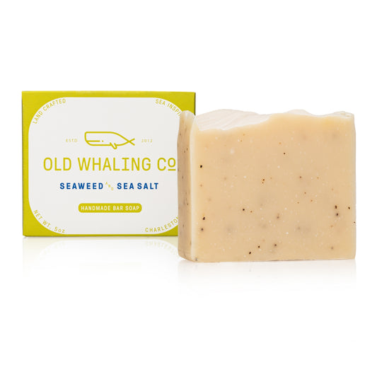 Seaweed & Sea Salt Bar Soap and packaging on white background