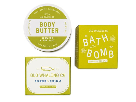 Old Whaling Company Seaweed & Sea Salt Bath Bundle 8oz body butter, bath bomb, bar soap