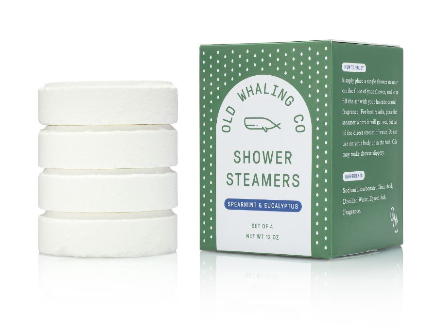 Old Whaling Co Spearmint & Eucalyptus Shower Steamers set of four handmade in Charleston, South Carolina