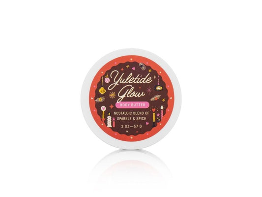 Yuletide Glow body butter container on a white background
