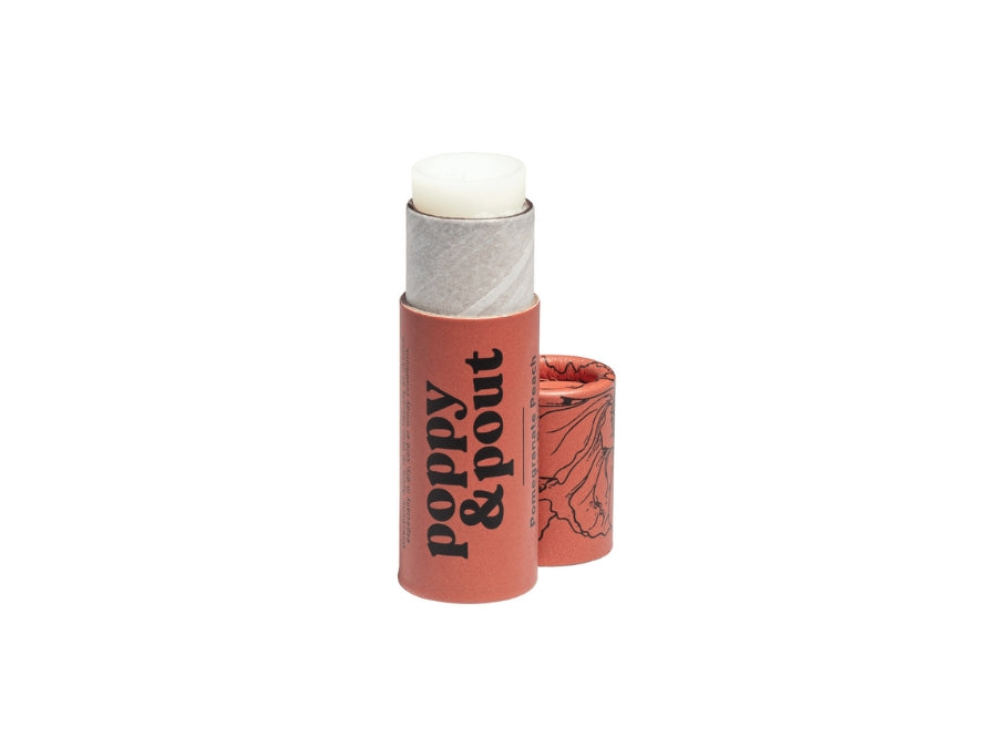 Poppy & Pout handmade lip balm made in Idaho Falls, Idaho in flavor pomegranate peach