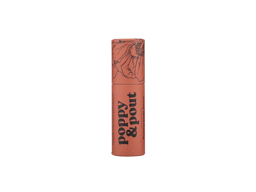 Poppy & Pout handmade lip balm made in Idaho Falls, Idaho in flavor pomegranate peach